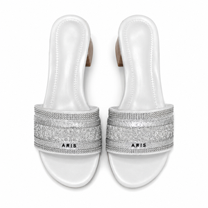 Women's Sparkle Decor Block Heel Mule Sandals Open Toe Evening Dress Party Wedding <b>Slides</b> Ready Stock - Product Image 6