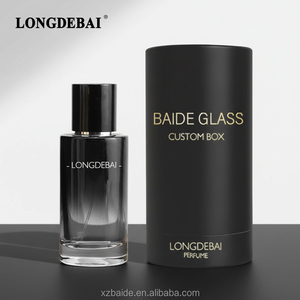 Custom Luxury Round Perfume Glass <b>Bottle</b> 30ml 50ml 100ml Crimp Gradient Black <b>Empty</b> Glass Perfume <b>Bottle</b> With Box and Magnet Cap - Product Image 1