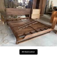 Nordamerikanisches Schwarznussholz Modernes Minimalistisches Japanisches Luxuriöses Nordisches Neuer Chinesischer Stil Massivholz Doppelbett