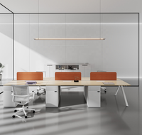 LIWEI Poste de travail de bureau moderne en bois sur mesure 4-6 places avec cloison d'intimité orange, écologique, pour centre d'appels et équipe modulaire