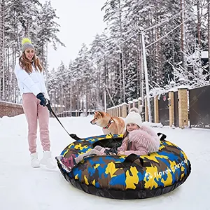 Nylon PVC Cover Inflatable Snow Tube 100CM Hard Bottom Cover Snow Ski Sled Sledge 40inch 40'' Dry Grass Rainbow Slide