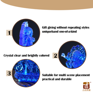 Статуя бодхисаттвы Vajrapani ручной работы, светящаяся в темноте Liuli Хрустальная тибетское буддийское искусство с золотым позолоченным ритуальным подарочным набором - Product Image 3