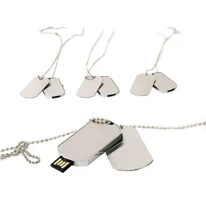 Custom Logo Necklace Dog Tag Shape Pendrive Metal Memory Stick Disk Pen Drive Usb 2.0 3.0 Flash Thumb Drive