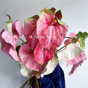 Y-H007 fiori Anthurium singolo ramo moderno gigante verde artificiale decorazione di nozze all'ingrosso fiori e piante - Product Image 1
