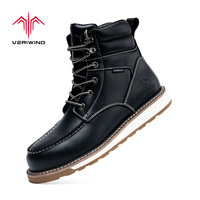 Chaussures de sécurité d'usine, bottes de travail en cuir de haute qualité, embout en acier, anti-écrasement et anti-perforation pour hommes
