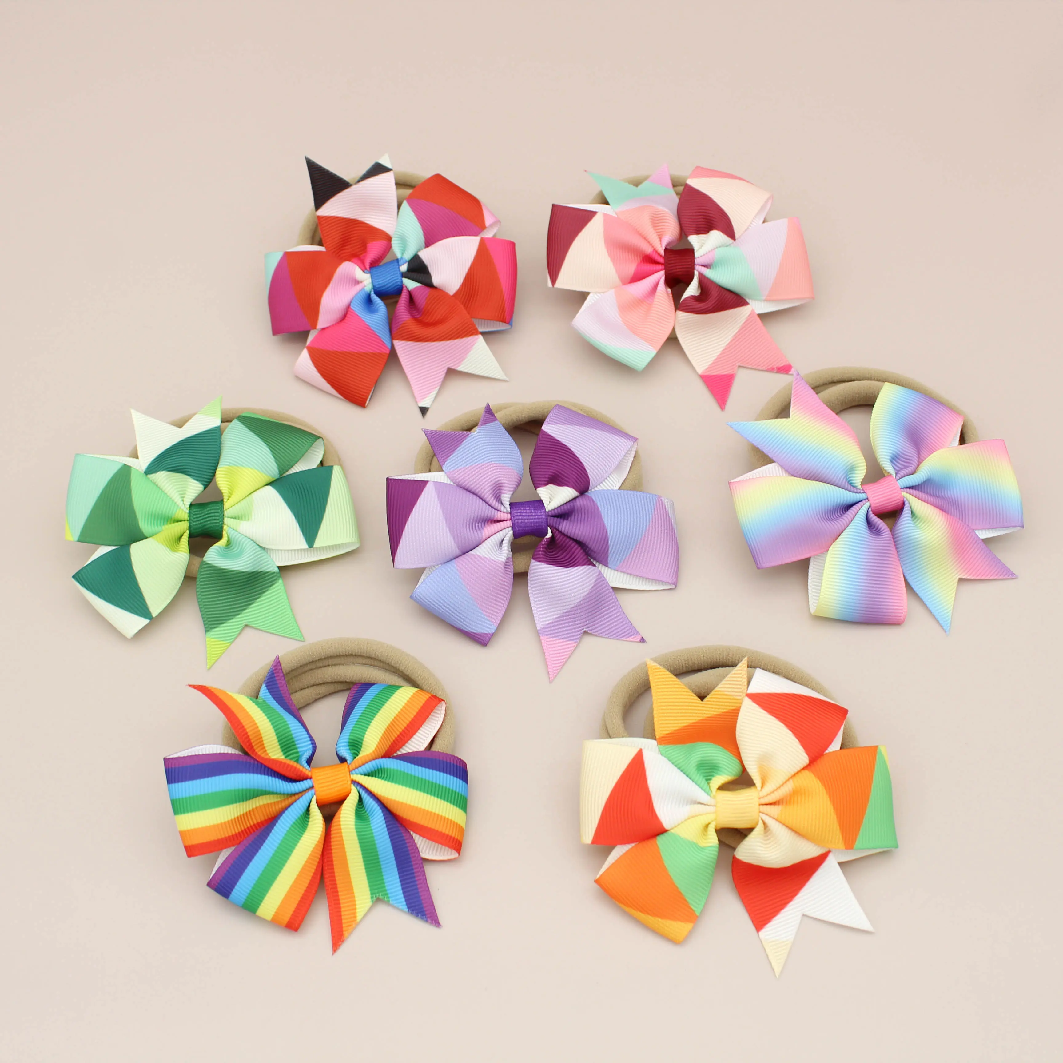 Genya Children's Hair Accessories Cute Fashion Gradient Color Style Bow Shape Children's Elastic Hair Bnd Ponytail