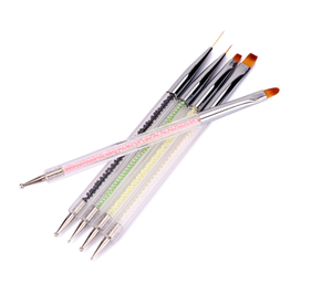 Ensemble de pinceaux à ongles à double tête avec manche diamanté 7 couleurs, pinceaux de peinture et de dessin pour la manucure au gel - Product Image 5