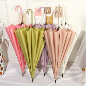 16-Rib Straight Umbrella Large Size Curved Handle Windproof Sunshade Umbrella For Rain And Sun Protection - Product Image 3