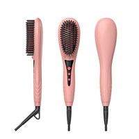 Brosse lissante chauffante rapide avec plaques en céramique anti-frisottis pour des cheveux lisses et soyeux, conception isolante thermiquement sûre, idéale pour les voyages, avec cordon.