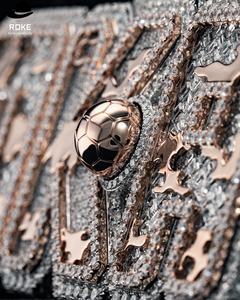 Colgante de Fútbol Personalizado en Oro de 9K/10K/14K, Cadena Cubana con Diamantes Cultivados en Laboratorio, Collar Hip Hop para Hombre, Certificado IGI/GIA - Product Image 4