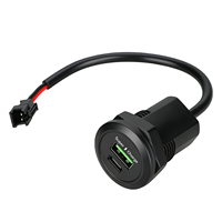 Prise de charge rapide double port PD+QC3.0 12/24V, chargeur USB Type C intégré pour moto, camion, marine