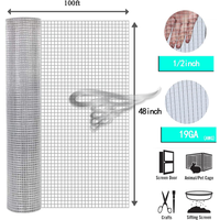 Malla de alambre soldada de acero inoxidable 304, 1/2"x1/2", calibre 19, 48"x100 pies, para gallineros, cercas de aves, jaulas de pájaros, aviarios, protección contra conejos y roedores