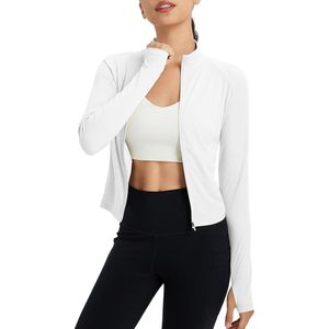 Premium donna leggera UPF 50 + protezione solare giacca Crop Full Zip con maniche lunghe SPF giacca di protezione UV - Product Image 1