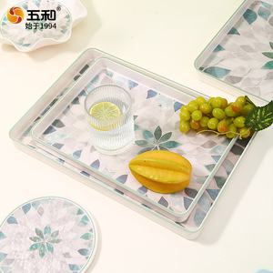 Wuhe Melamine Dinnerware Set Rectangular Modern Design Dishwasher Safe Daily Use - Product Image 4