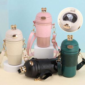 Promotional Easter Bunny Cute Rabbit Ear Stainless Steel <b>Thermo</b> <b>Cup</b> with PU Leather Sleeve and Crossbody Shoulder Chain Strap - Product Image 4