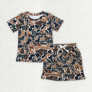 Ensemble de vêtements pour enfants garçons, t-shirt et short à imprimé camouflage de chasse RTS, 2 pièces, printemps automne, 95% coton, 5% élasthanne - Product Image 3