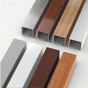 Ubin langit-langit <span class=keywords><strong>Bar</strong></span> kotak aluminium, dekorasi Metal serbuk kayu untuk ruang luar dan dalam ruangan, kisi-kisi mudah tahan api - Product Image 1
