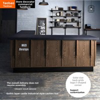 Table de bar en bois de style industriel rétro personnalisable pour les cafés, les salons de thé, les salles de sport, les bureaux d'accueil, les restaurants