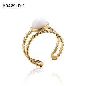 Amy Amy Fashion <b>Ring</b> <b>Gold</b> Plated Natural Stone Bezel Setting <b>Cocktail</b> <b>Ring</b> For Women Everyday Wear Trendy Jewelry A0429 - Product Image 1