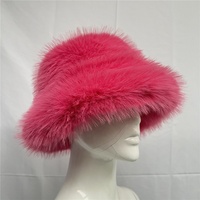 Topi Bucket Bulu Imitasi Wanita Musim Dingin Grosir, Multi-warna, Bulu Panjang Tebal, Pinggiran Lebar, Model Fisherman Cao, Hangat, Berbulu, Topi Pesta