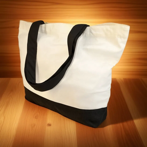 حقيبة تسوق قماشية قطنية قابلة للطي صديقة للبيئة للسوبر ماركت قابلة لإعادة الاستخدام حقيبة كتف كبيرة السعة بإغلاق سحاب - Product Image 1