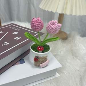 Fleurs de fil crocheté faites à <span class=keywords><strong>la</strong></span> main, produits finis: tournesols, muguet, tulipes, bureau, voiture, décorations de bureau, - Product Image 4