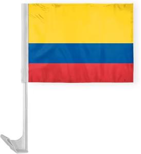 Bandera colombiana de alta calidad de 11x18 pulgadas, doble cara con logotipo de coche, banderín de ventana exterior y asta de bandera de coche - Product Image 2