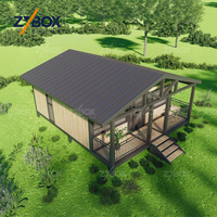 ZYBOX Villa Modulaire Préfabriquée de Luxe 40 pieds avec Toit en Pente et Porche, Maison Conteneur Extensible pour les Marchés des États-Unis, d'Australie et du Canada