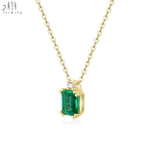 Tremendous Quality Elegant 18K Solid Yellow Gold Real Natural Emerald Pendant <b>Necklace</b> Fine Jewelry Diamond <b>Necklace</b> For Women - Product Image 1