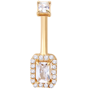 Eterno metallo 14K <span class=keywords><strong>oro</strong></span> massiccio intrecciato internamente anelli <span class=keywords><strong>ombelico</strong></span> zircone quadrato corpo <span class=keywords><strong>Piercing</strong></span> gioielli all'ingrosso - Product Image 2