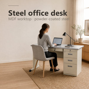 Scrivania da Ufficio Moderna e Resistente in Acciaio 1200x600x750mm <span class=keywords><strong>con</strong></span> Cassetto Bloccabile e Piano di Lavoro in MDF per Ufficio Domestico e Studio - Product Image 1