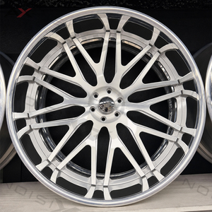 Rines Forjados de Aluminio de 22, 24 y 26 Pulgadas, 5x127, 6x139.7, Acabado Cepillado, Borde Pulido, Diseño Multirradio para Chevy C10 Silverado, Rines Personalizados - Product Image 1