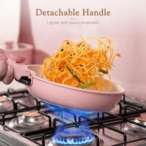Removable Handle Nonstick <strong>Ceramic</strong> Aluminum <strong>Cookware</strong> Set with Glass Cover Kitchen Pots and Pans for Induction and Gas Stove - Product Image 4