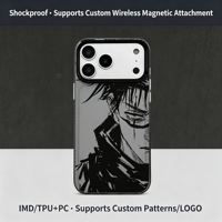 Coque antichoc en TPU style bande dessinée noire avec portrait de personnage d'anime, motif lignes, pour iPhone 17 16 15 14 13 Pro Max