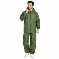 Unisex Olivgrüner Regenmantel und Hose PEVA Regenanzug mit Elastischen Bündchen