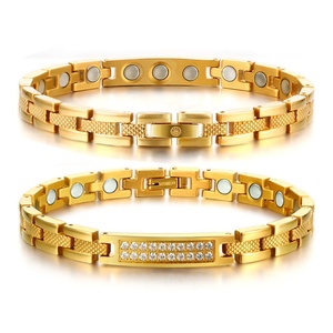 Gold Black 2 Tone Color <b>Mens</b> Bracelet Titanium Jewelry Far Infrared Therapy Bracelets - Product Image 6