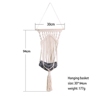 Hamac pour chat en macramé avec coussin et kit de suspension Panier à balançoire en corde de coton tissé à la main Motif solide Tenture murale facile