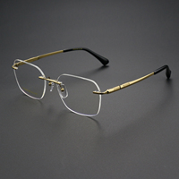 Venta directa de fábrica 5015 Gafas ópticas de titanio Moda de negocios Marcos de anteojos cuadrados sin marco