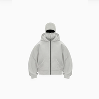 Vente en gros de sweat à capuche avec logo personnalisé, fermeture éclair intégrale, double capuche, style vintage surdimensionné avec épaules tombantes