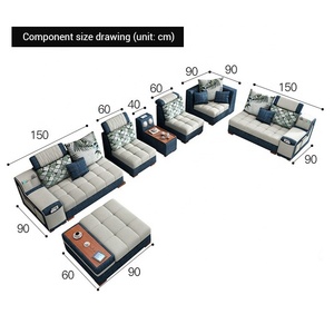 Conjunto de sofás de tela de lujo con forma de U, diseño moderno para <span class=keywords><strong>el</strong></span> hogar, esquina seccional, 7 asientos, sala de estar - Product Image 6