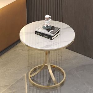 Tavolino da Caffè in Marmo di Lusso, Tavolino Laterale Minimalista Moderno con Struttura in Ferro, Multifunzionale per Soggiorno e Divano, <span class=keywords><strong>Arredamento</strong></span> per la Casa - Product Image 1