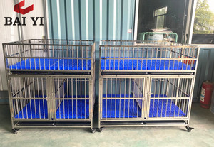 Gabbia per Cani Pieghevole Moderna in Acciaio Inossidabile con Vassoio in Plastica e Cassetta - Resistente Kennel per Animali Domestici per Uso Interno/Esterno - Product Image 5