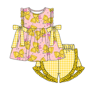 Vestido Corto Casual Personalizado para Niñas Pequeñas, con Estampado de Lápices, para Regreso a Clases, Primavera/Otoño, de Algodón y Elastano, Transpirable, con Volantes y Lazos - Product Image 2