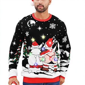 Pulls d'hiver assortis pour la famille, directement de l'usine, décontractés, jacquard renne de Noël, 100% acrylique, pour les fêtes de Noël en famille - Product Image 2