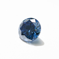 Pierre précieuse en moissanite synthétique ronde bleue SICGEM VVS avec certificat GRA, dureté 9,25 Mohs et jeu de couleurs