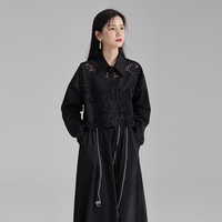 Chemisier long ajouré à crochets pour femme, design unique et décontracté, collection Printemps