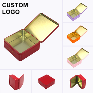 Custom Logo Vierkant Metalen Blikken Doos Met Deksel Klein Scharnier Voor Voedsel Koekjes Suiker Kauwgom Rechthoekige Vorm - Product Image 1