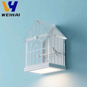 Asılı kanca ile Mini ev akrilik kuş kafesi-sevimli yazlık tasarım, küçük kuşlar için çıkarılabilir çatı ve tepsi - Product Image 6