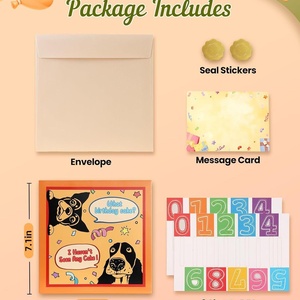 Carte d'anniversaire en papier fait main, style doux et créatif, avec vernis UV, bougies à souffler avec fumée pour les festivals européens - Product Image 5
