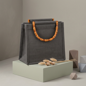 Sac fourre-tout en jute personnalisable, taille moyenne, avec poignées en corde, réutilisable, couleur unie, sac à bandoulière, sac cadeau, usage quotidien, vente en gros - Product Image 5